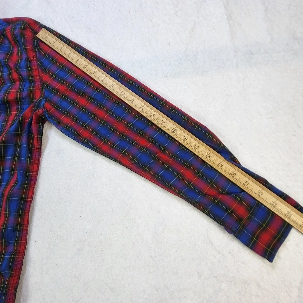 Levis Plaid Button Front Shirt Red Blue‎ Stretch Long Sleeve Mens Small